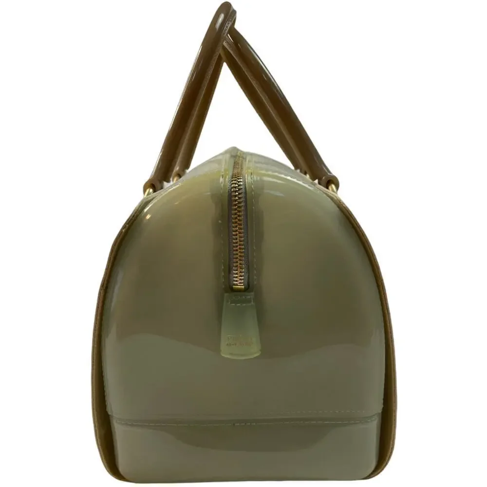 Furla Candy Clear Ivory Blue Large Rubber Satchel Bag Purse 11